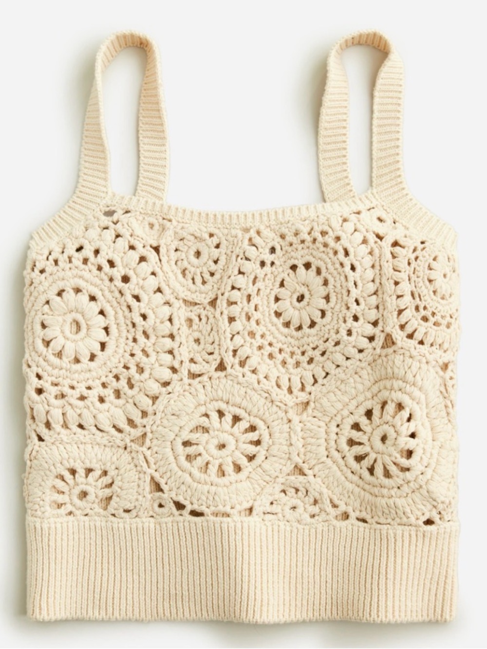 REVOLVE House of Harlow 1960 Crochet Floral Square-Panel Tank Top in Cream